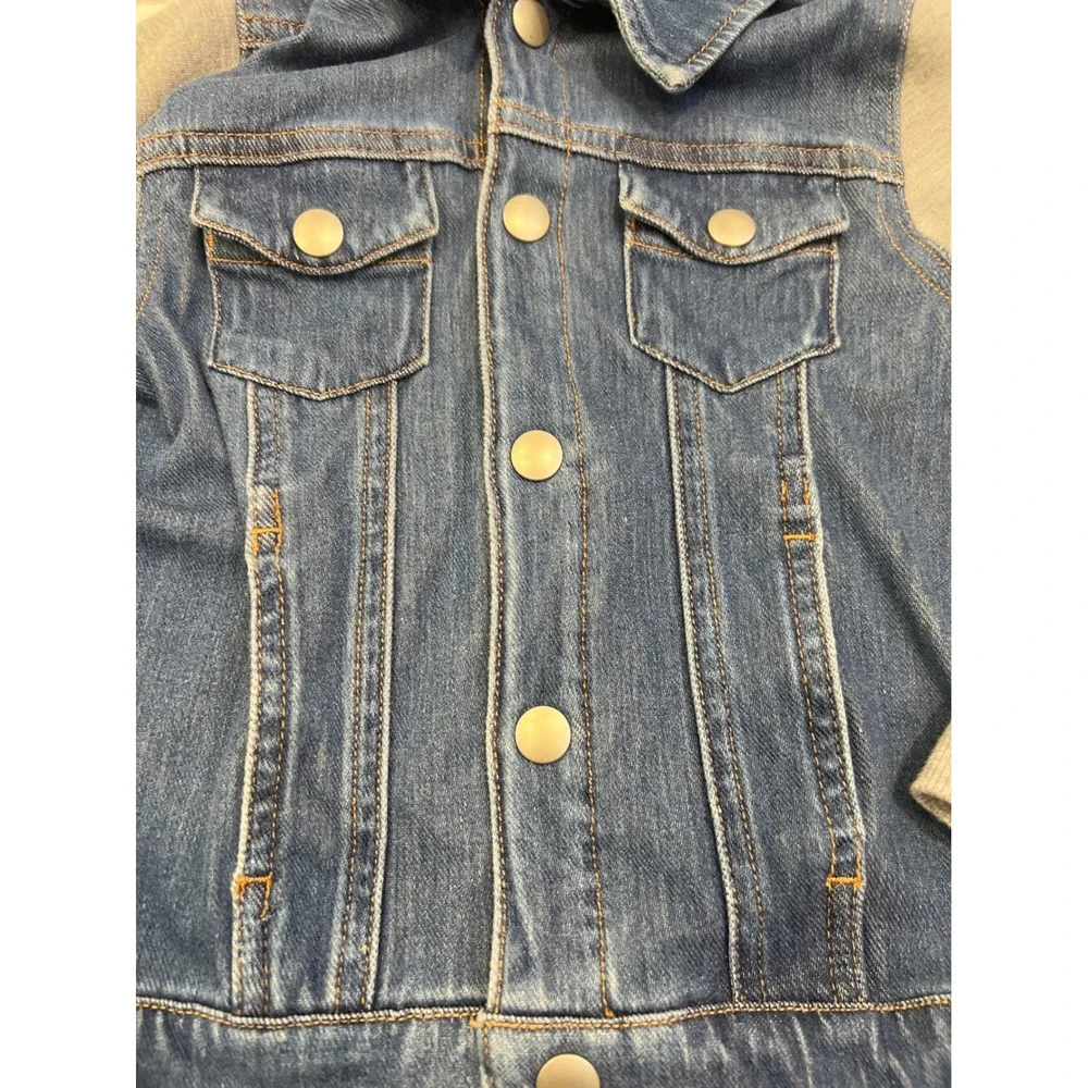 Little Sleepies Denim Jacket 4T Hooded Gray Bamboo Sleeves Fall Layering